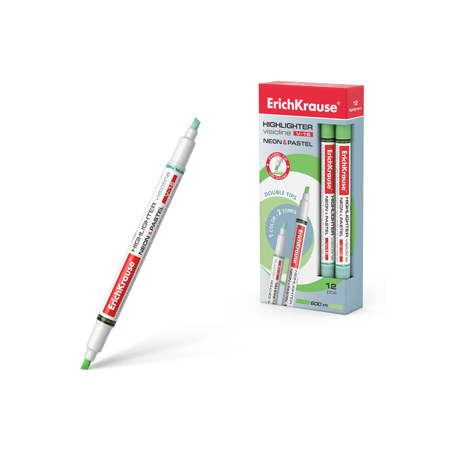 Evidenziatore ErichKrause Visioline V-16 Neon+Pastel, colore inchiostro: verde (confezione da 12 pezzi)