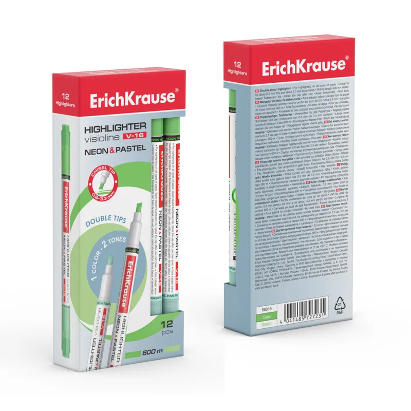 Evidenziatore ErichKrause Visioline V-16 Neon+Pastel, colore inchiostro: verde (confezione da 12 pezzi)