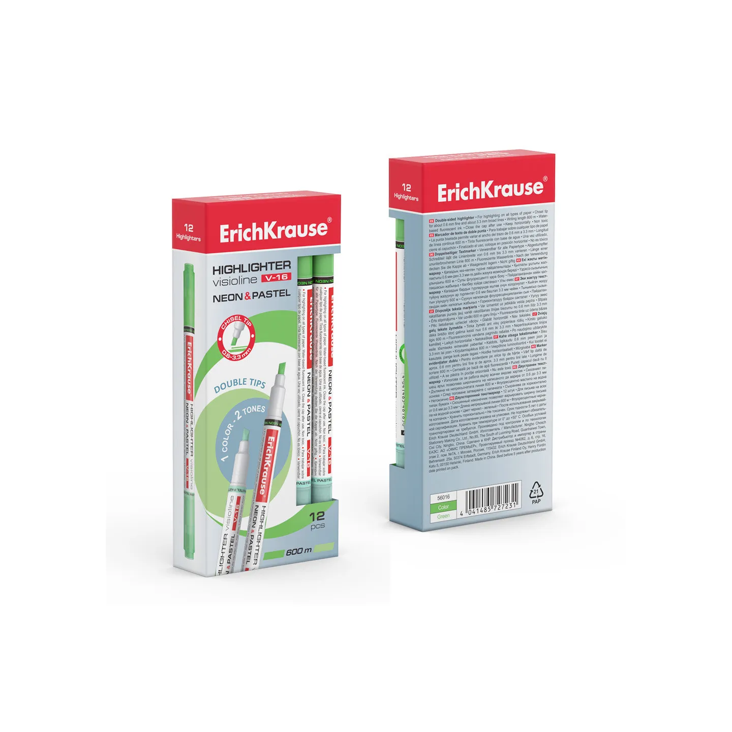 Evidenziatore ErichKrause Visioline V-16 Neon+Pastel, colore inchiostro: verde (confezione da 12 pezzi)