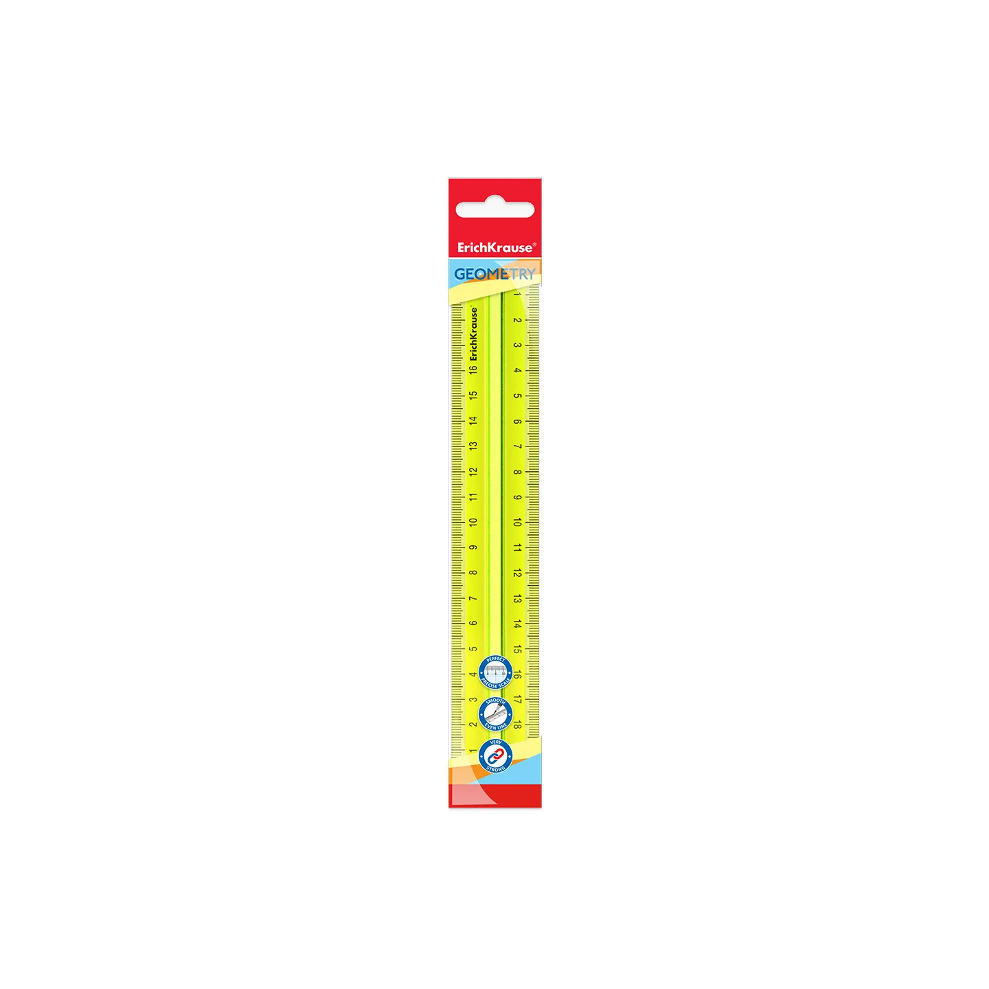 Righello di plastica con supporto ErichKrause Neon, 20 cm, giallo, in sacchetto di plastica