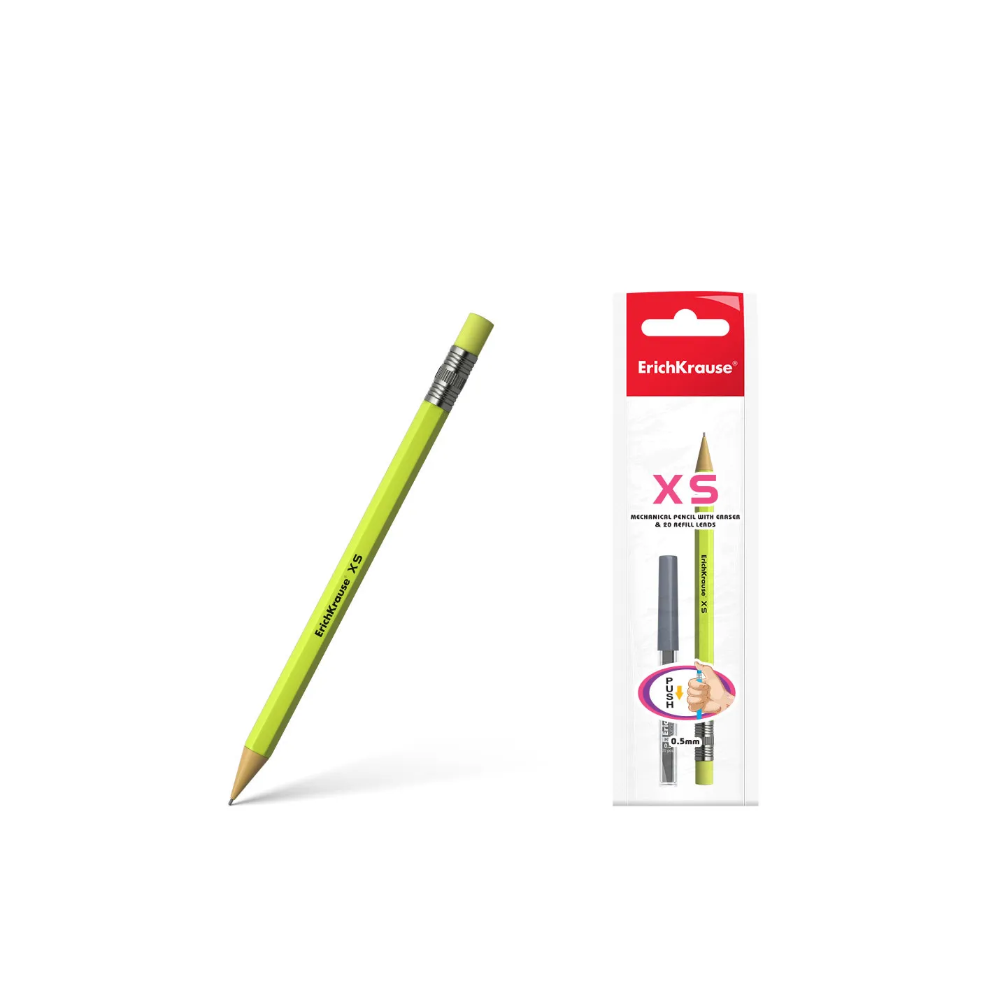 Set di 1 matita meccanica ErichKrause XS con 20 mine da 0,5 mm, HB (in confezione di plastica)