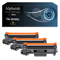 3 Toner Compatibili Brother TN-2510XL Nero con Chip – Alphaink
