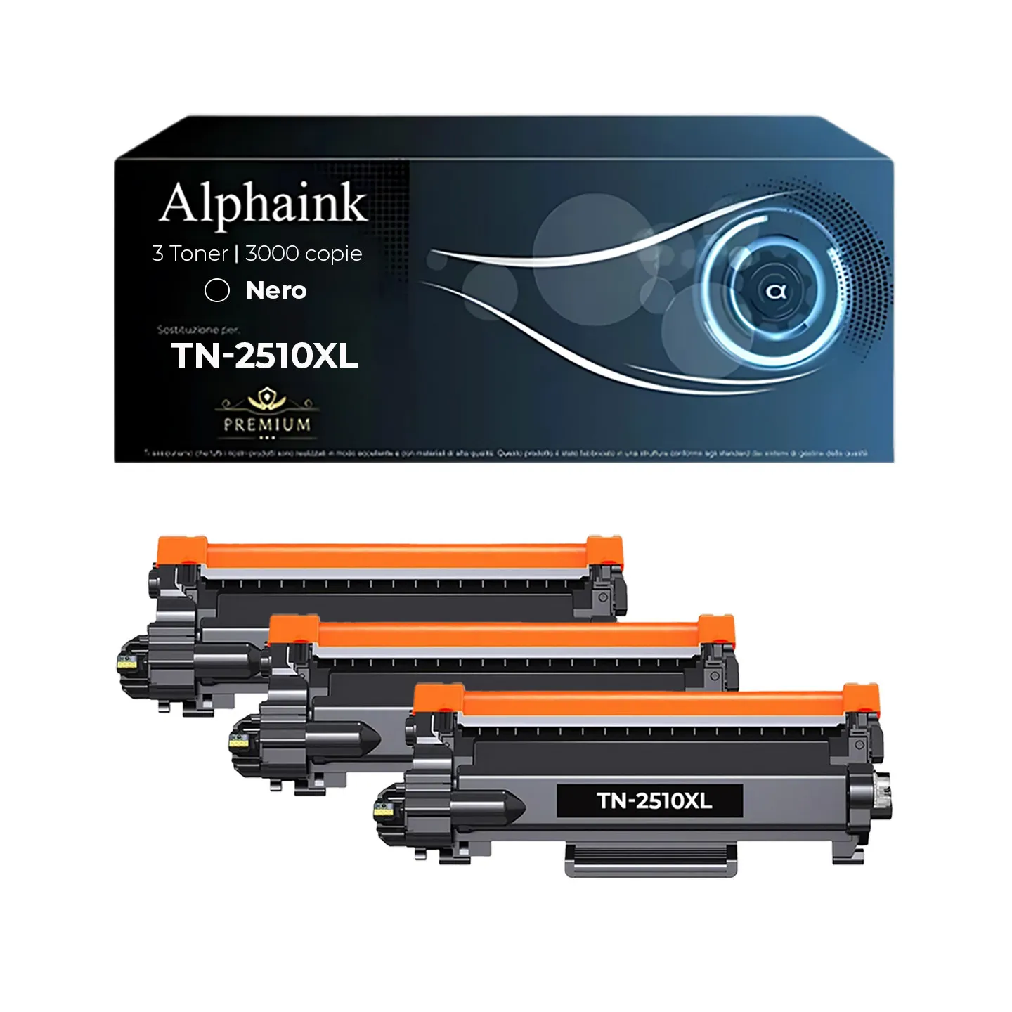 Kit 3 Toner TN-2510XL Compatibili per Brother con Chip Nero | Alphaink