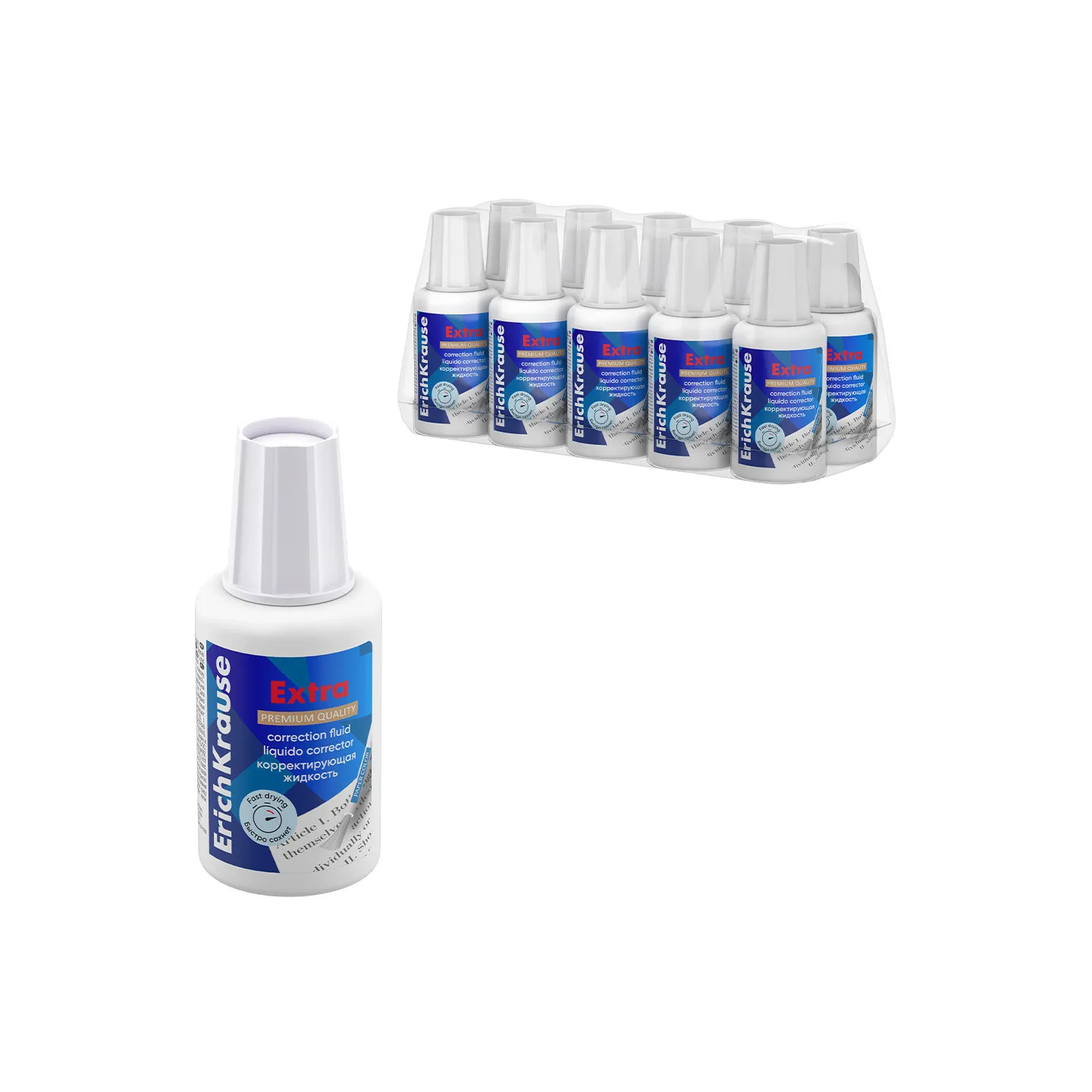 Fluido correttore ErichKrause Extra, con pennello, 20 g (confezione da 10 pz)