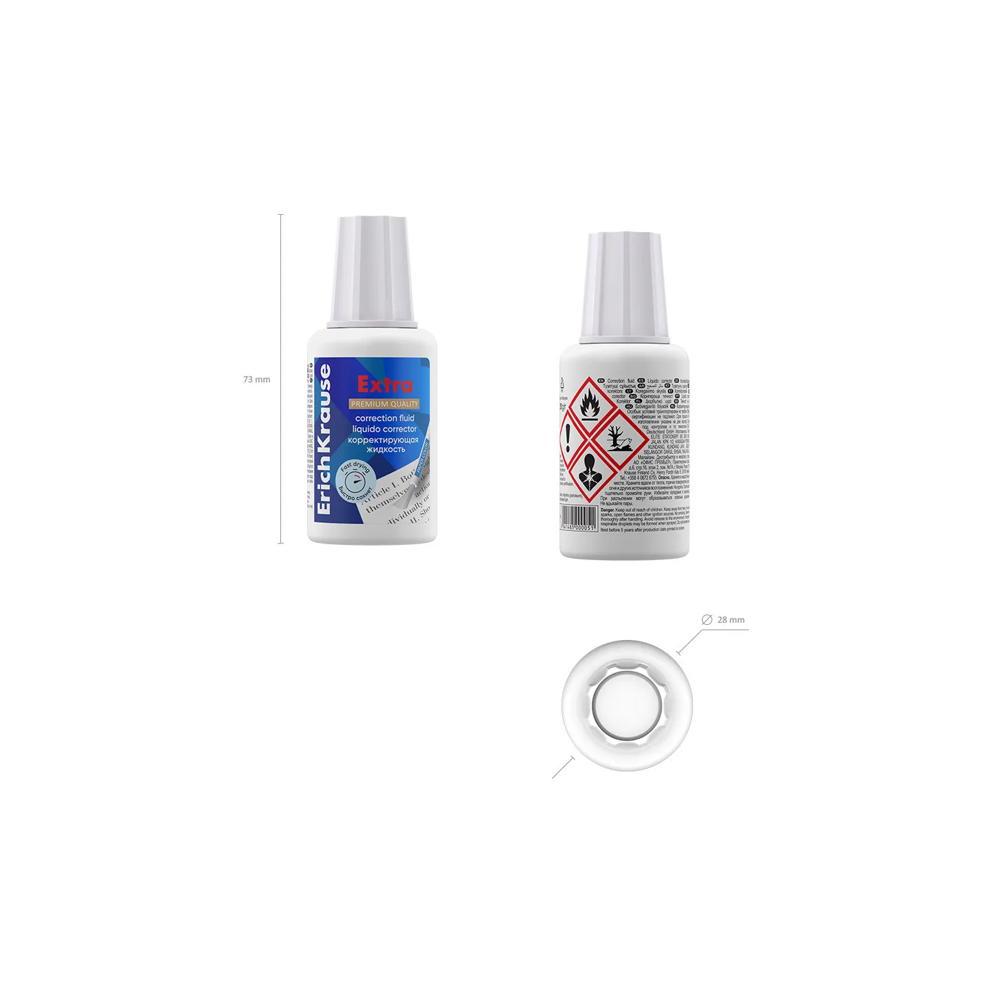 Fluido correttore ErichKrause Extra, con pennello, 20 g (confezione da 10 pz)
