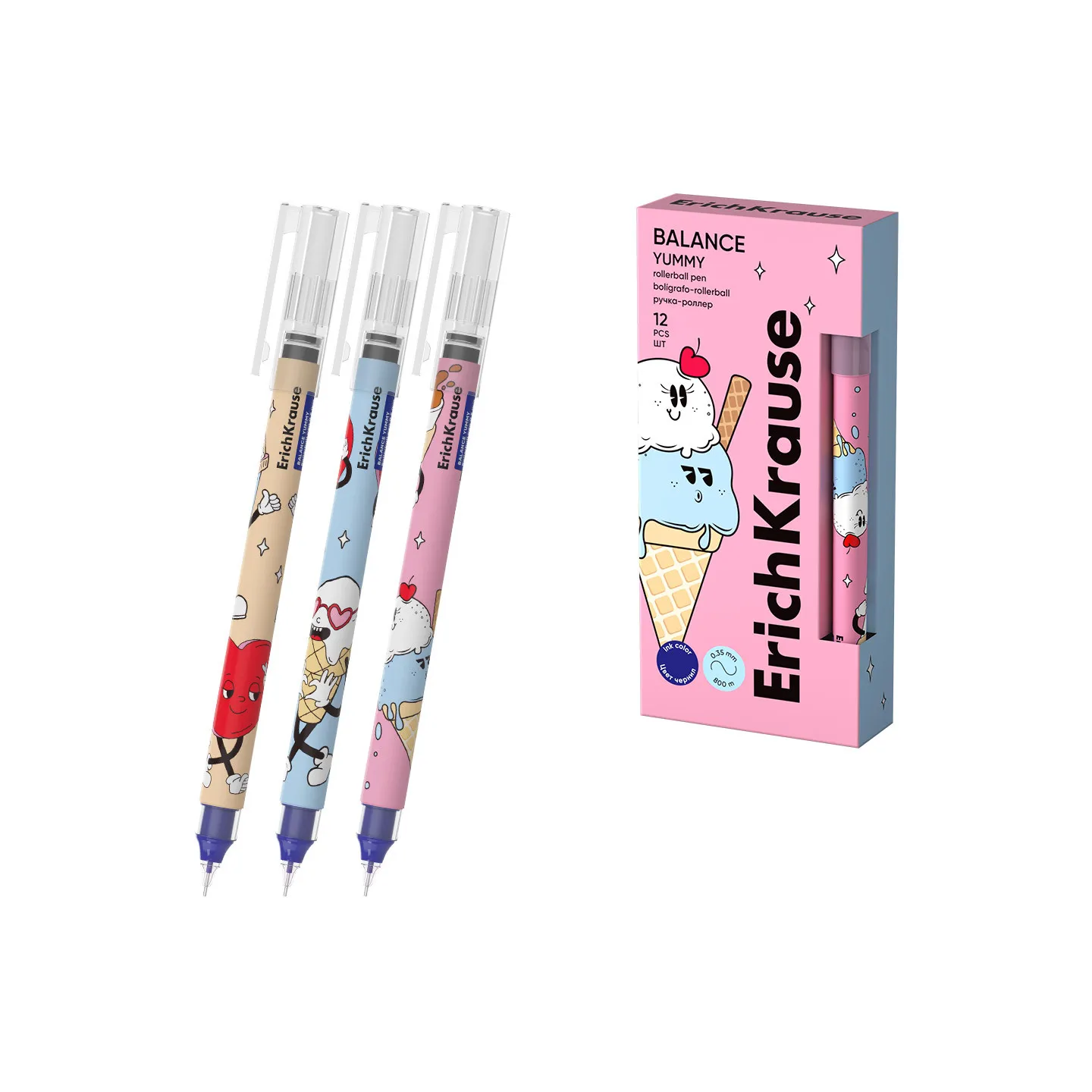 Penna roller ErichKrause Balance Stick Yummy 0.5, colore inchiostro: blu (confezione da 12 pezzi)