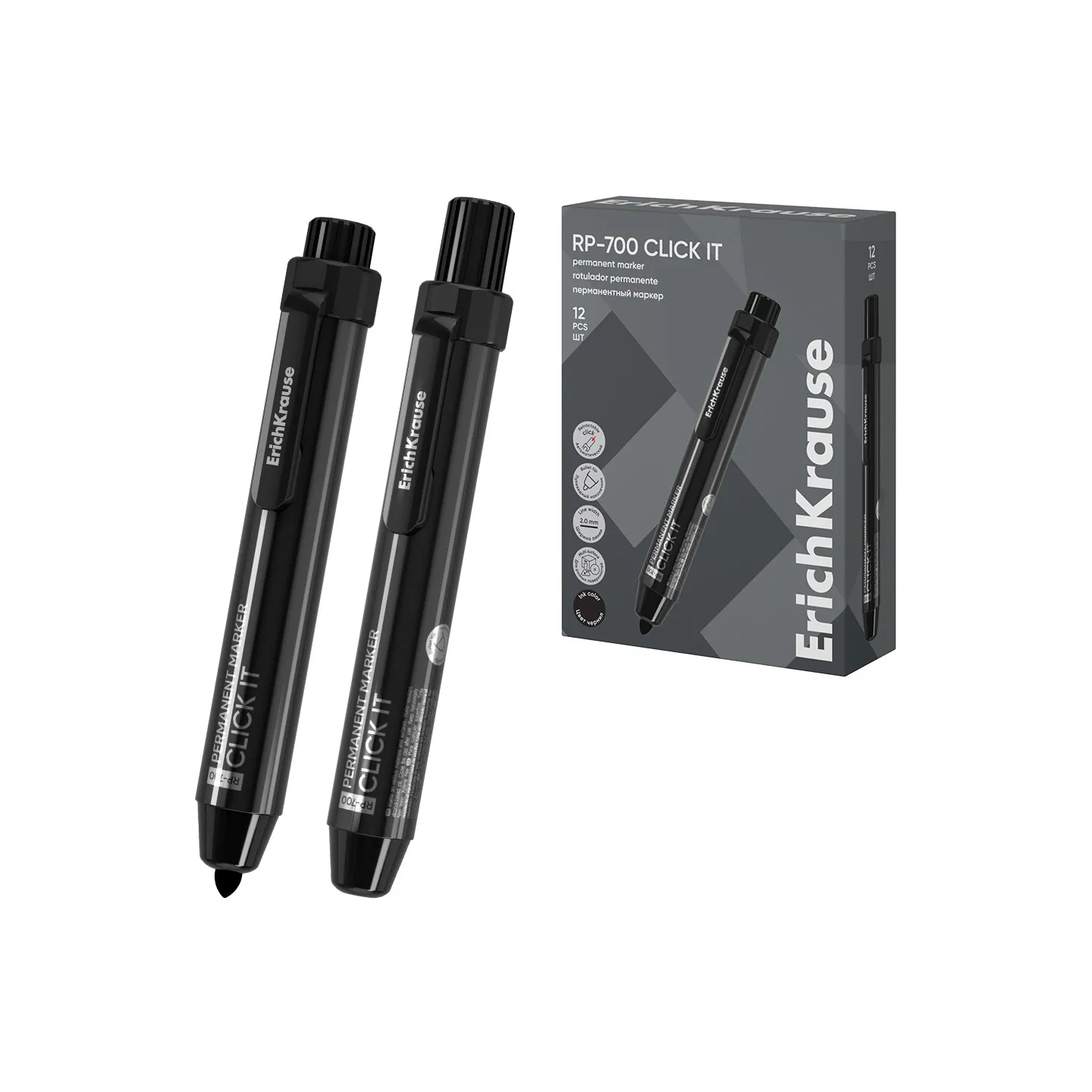 1 Pennarello indelebile a scatto ErichKrause RP-700 Click it, colore inchiostro: nero
