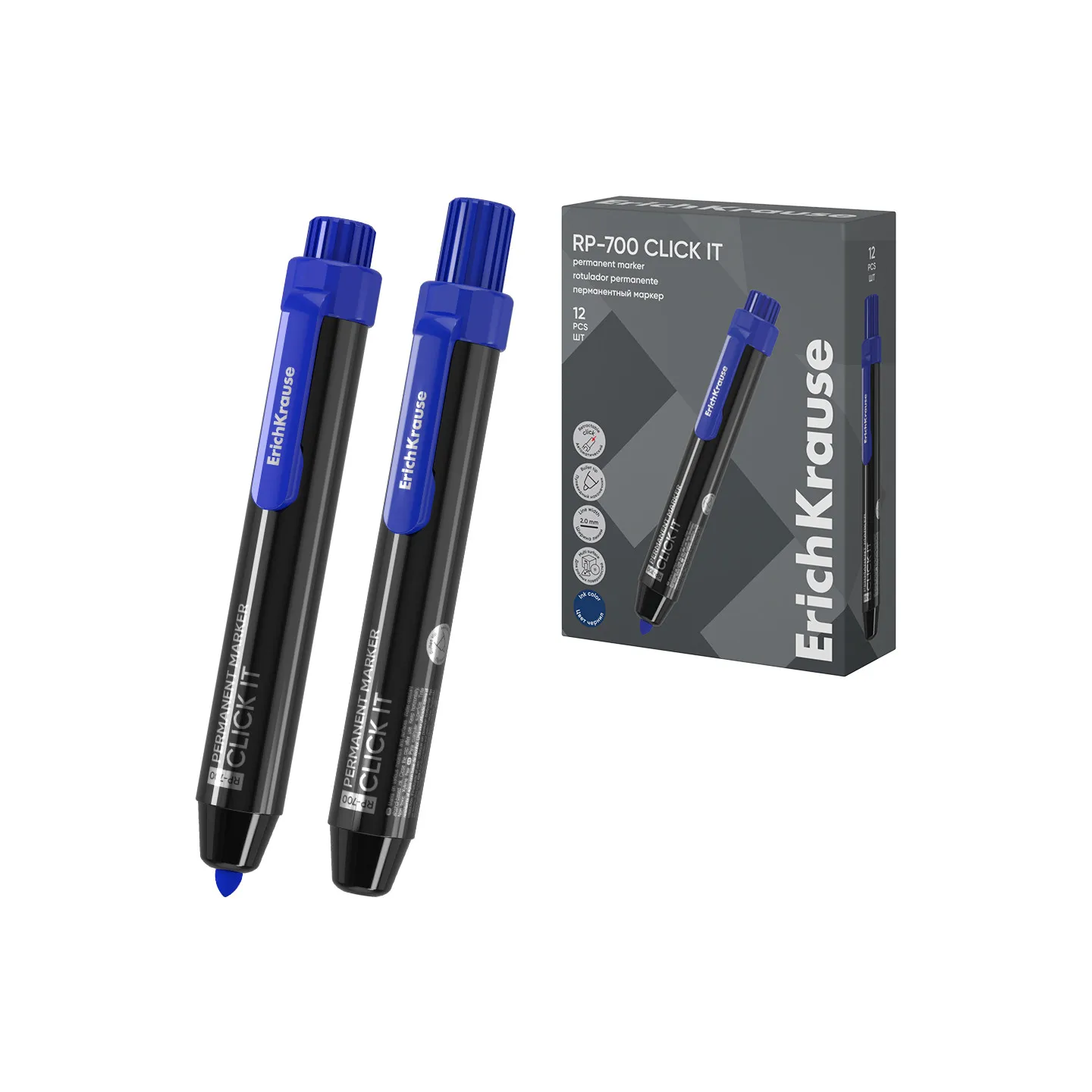 1 Pennarello indelebile a scatto ErichKrause RP-700 Click it, colore inchiostro: blu