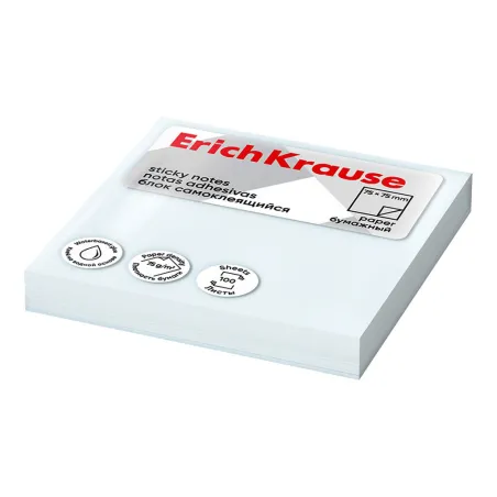 Post it ErichKrause 75х75 mm, 100 fogli, bianchi