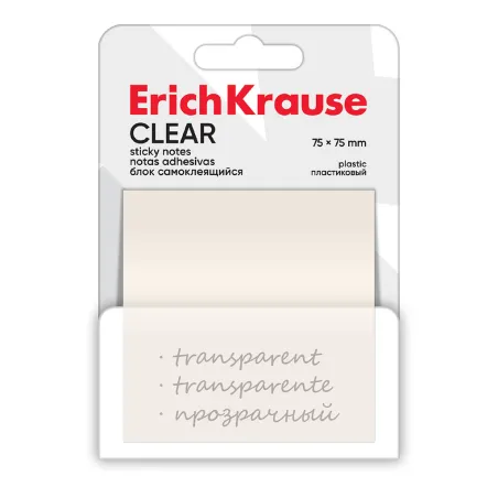 Post it in plastica ErichKrause Clear, 75х75 mm, 50 fogli, trasparenti