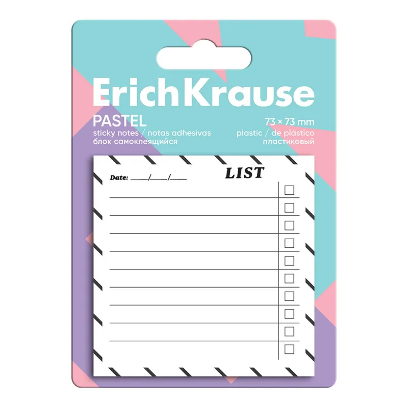 Note adesive in plastica ErichKrause "Lista delle cose da fare", 73X73 mm, 20 fogli, bianco