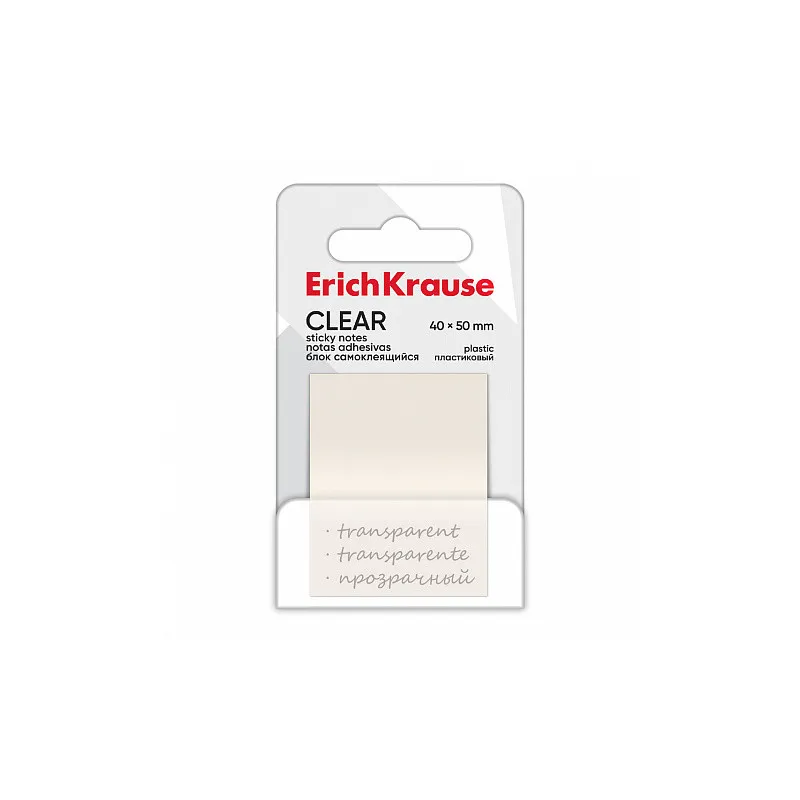 Note adesive in plastica ErichKrause Clear, 50х40 mm, 50 fogli, trasparenti
