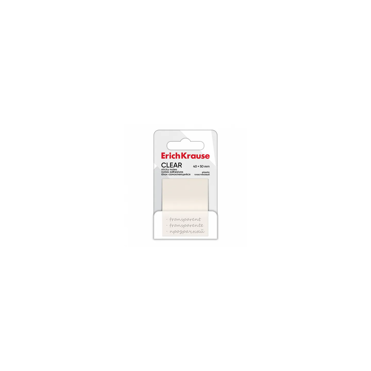 Note adesive in plastica ErichKrause Clear, 50х40 mm, 50 fogli, trasparenti