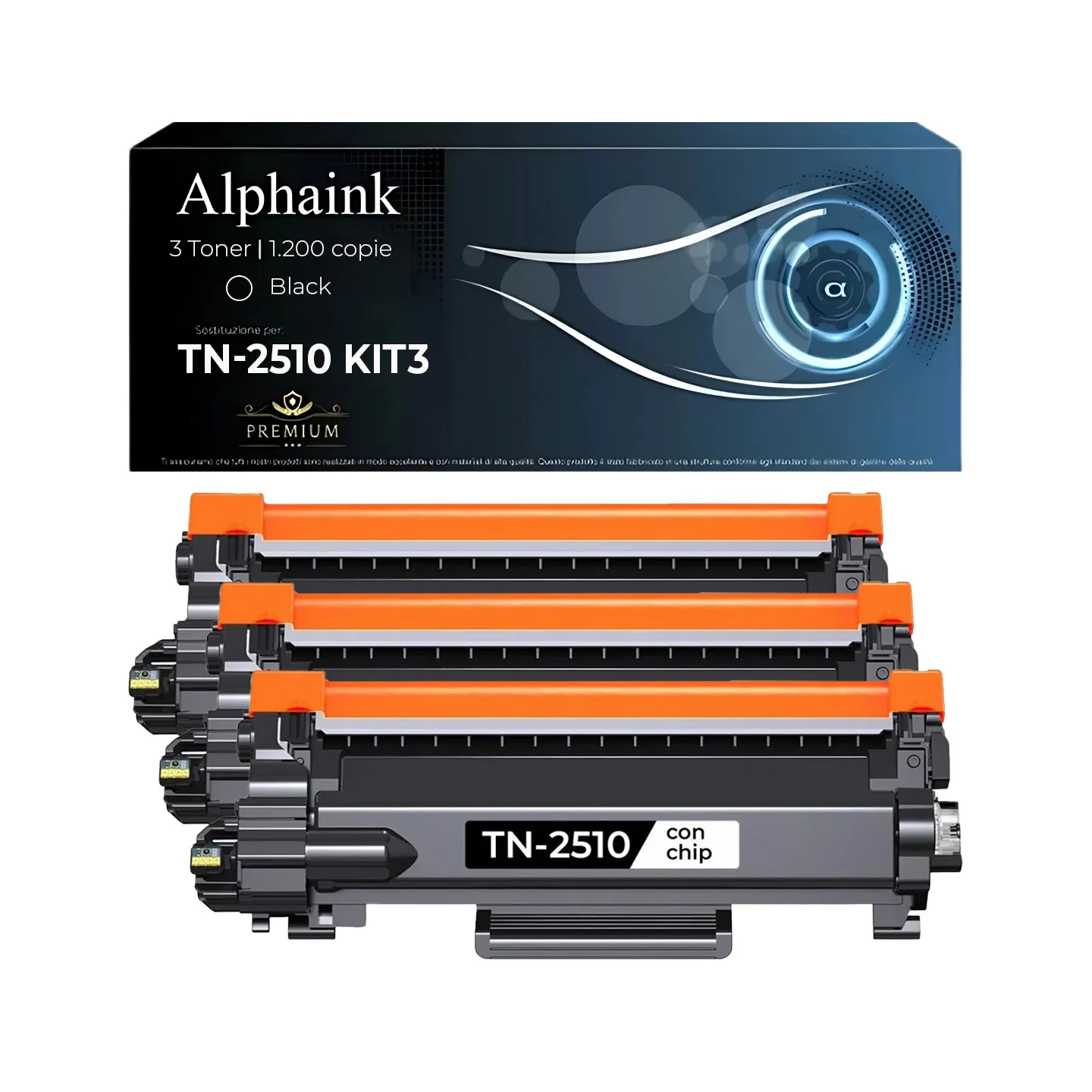 Kit 3 Toner TN-2510 Compatibili per Brother CON CHIP Nero | Alphaink