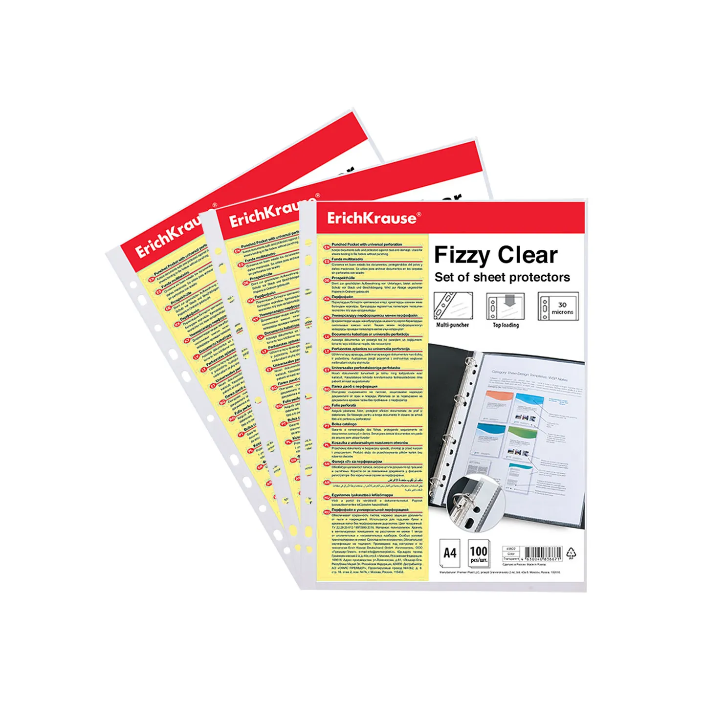 Buste trasparenti ruvide a foratura universale Fizzy Clear A4 30mcm