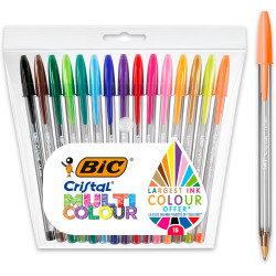 Penne a Sfera BIC Cristal Multicolours - Pacco da 15 colori misti