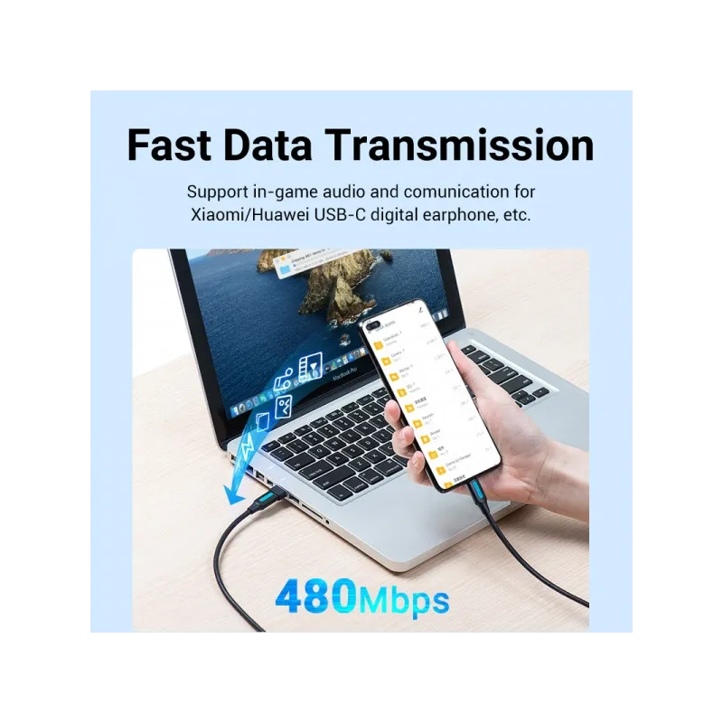 Adattatore USB 2.0 USB-C maschio a USB femmina di Vention - Nero