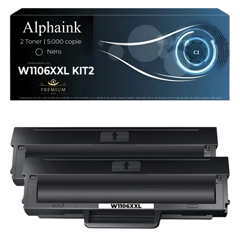 Kit da 2 Toner W1106XXL Compatibili HP CON CHIP Nero