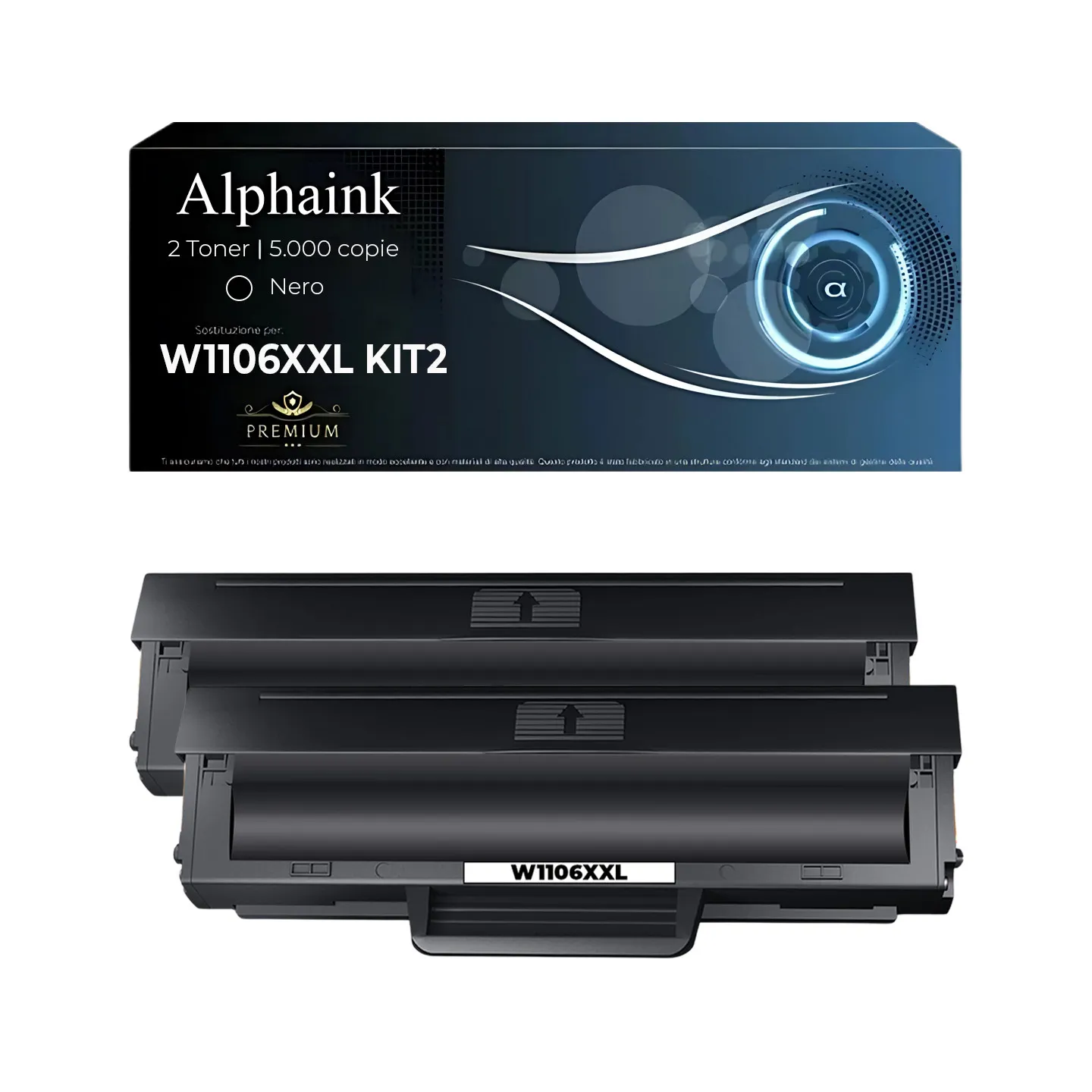 Kit da 2 Toner W1106XXL Compatibili HP CON CHIP Nero