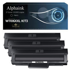 Kit da 3 Toner W1106XXL 106X Compatibili HP CON CHIP Nero