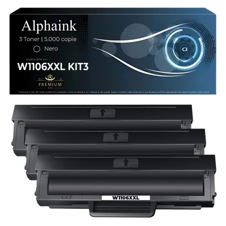 Kit da 3 Toner W1106XXL Compatibili HP CON CHIP Nero