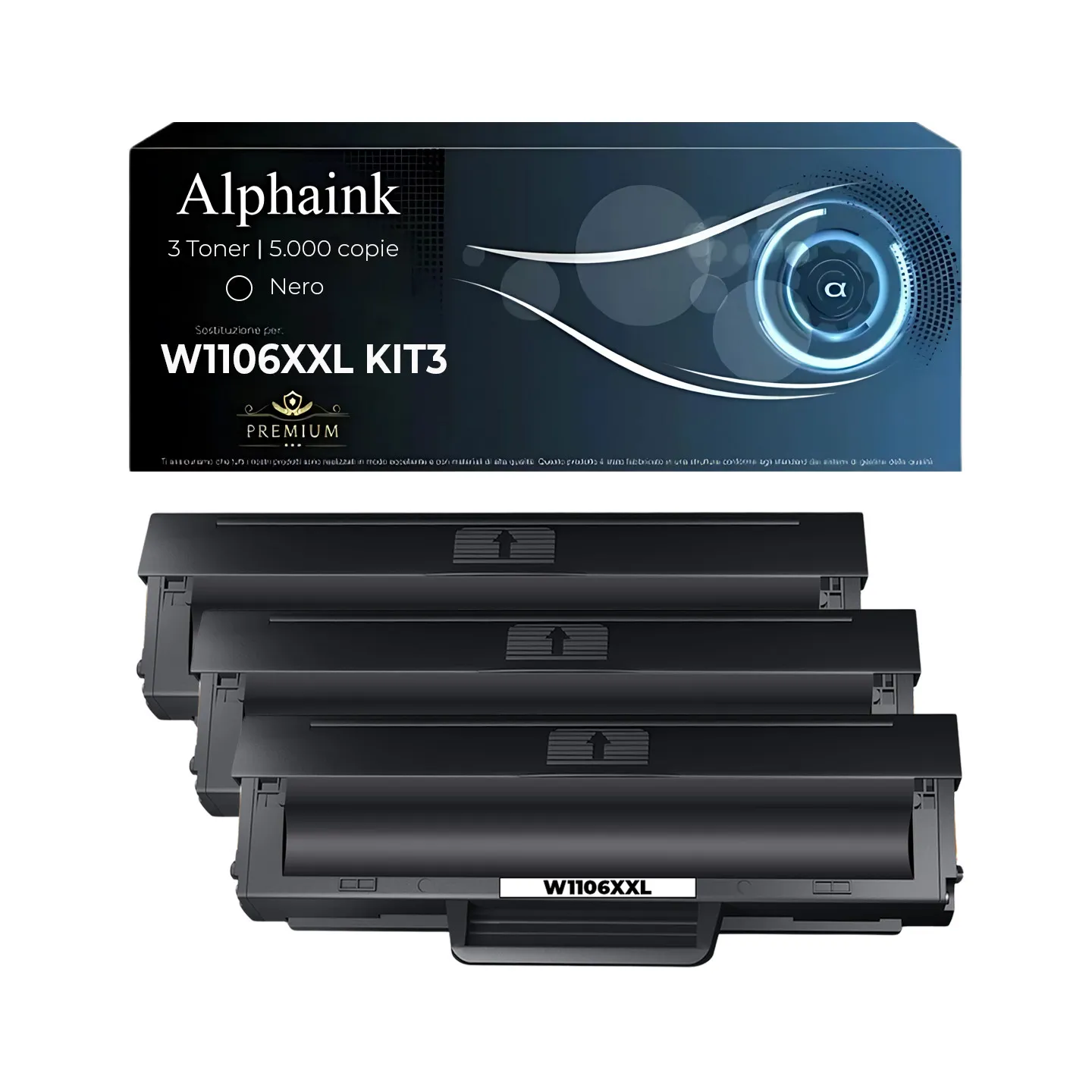 Kit da 3 Toner W1106XXL Compatibili HP CON CHIP Nero