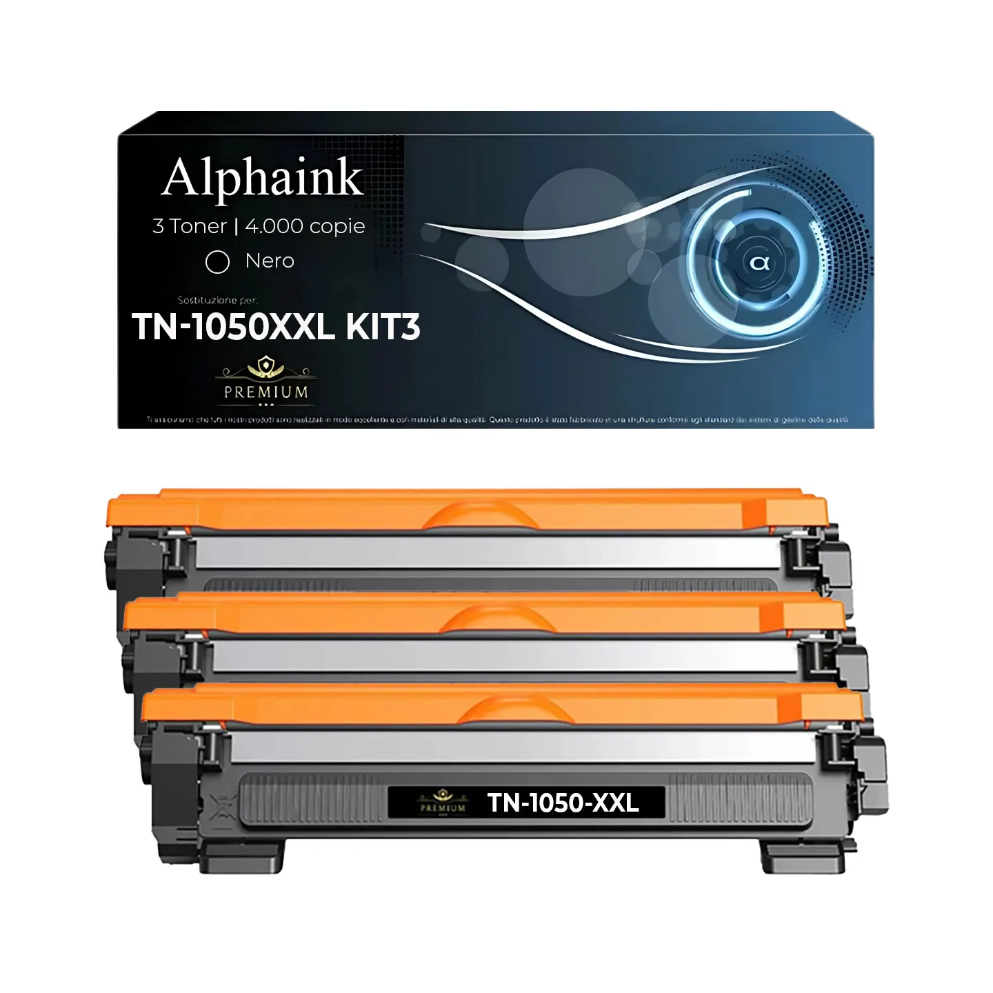 Kit da 3 Toner TN-1050-XXL Compatibili per Brother da 4.000 copie