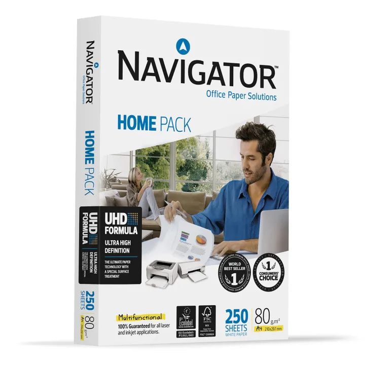 Home Pack A4 Navigator 80gr: 250 fogli di carta alta qualità
