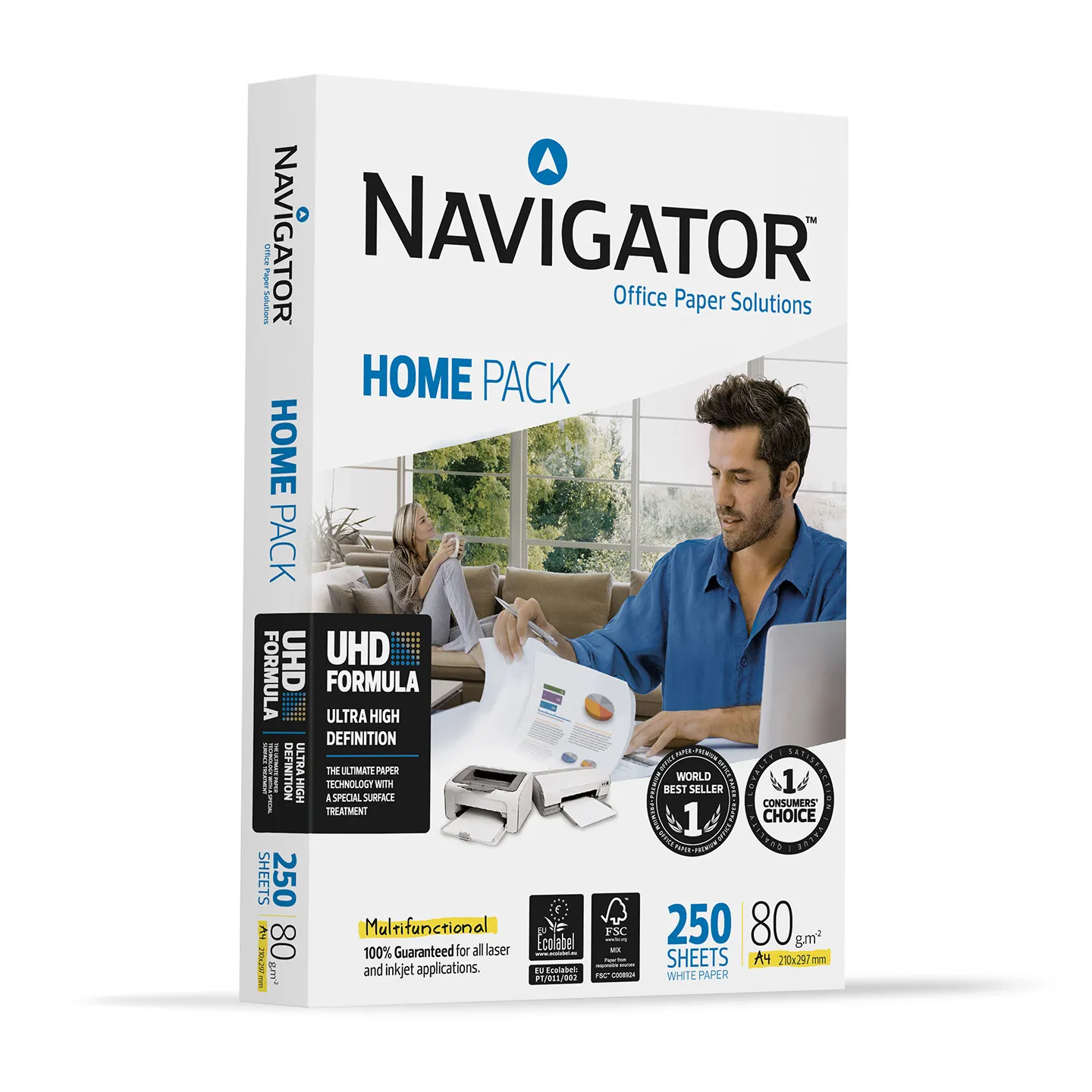 Home Pack A4 Navigator 80gr: 250 fogli di carta alta qualità