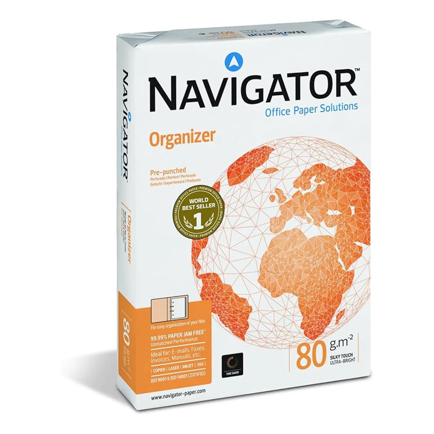 Risma di Carta A4 Navigator Organizer Preforata 80gr con 4 fori equidistanti