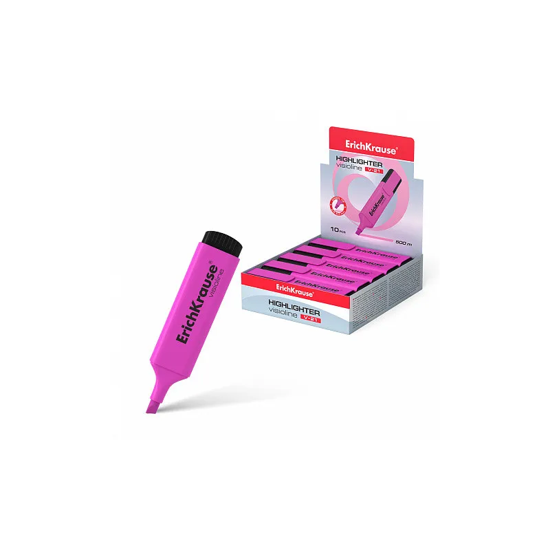 Box 10 Evidenziatore ErichKrause Visioline V-21 Rosa Asciugatura Rapida