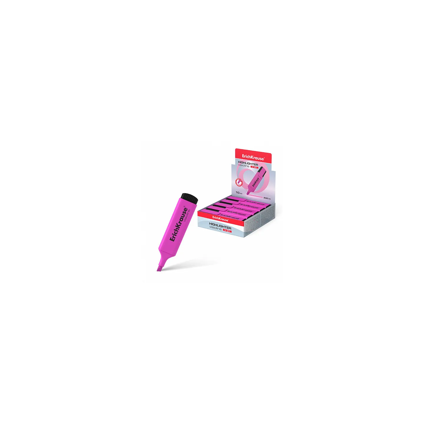 Box 10 Evidenziatore ErichKrause Visioline V-21 Rosa Asciugatura Rapida