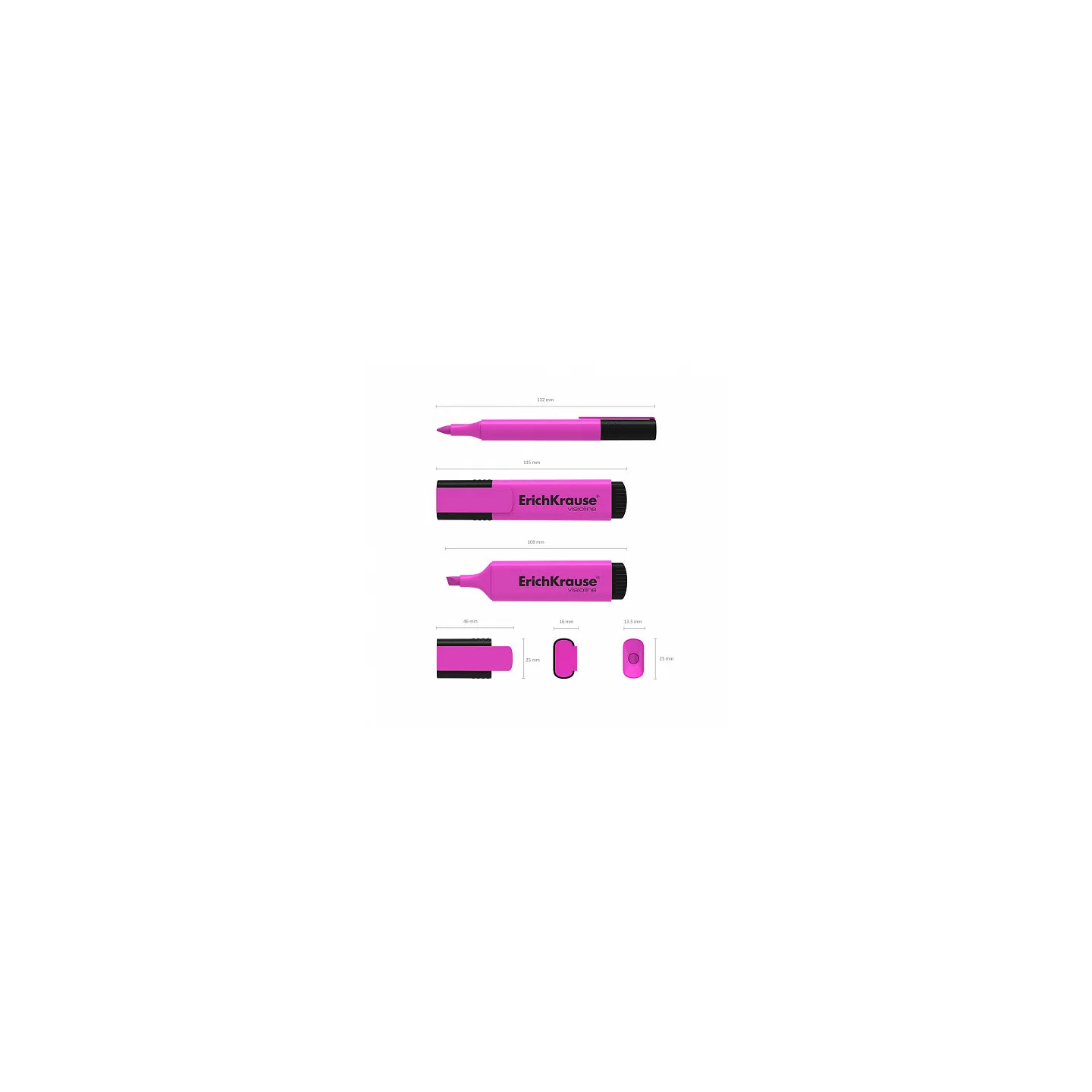 Box 10 Evidenziatore ErichKrause Visioline V-21 Rosa Asciugatura Rapida