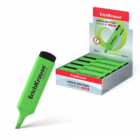 10 Evidenziatori ErichKrause Visioline V-21 Verde Asciugatura Rapida