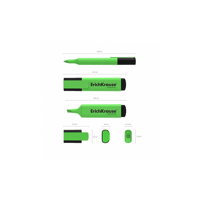 10 Evidenziatori ErichKrause Visioline V-21 Verde Asciugatura Rapida