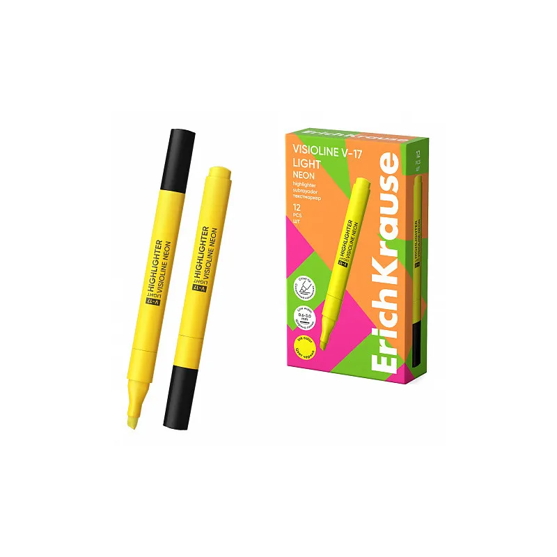 Box 12 Evidenziatore ErichKrause Visioline V-17 Light Neon Giallo
