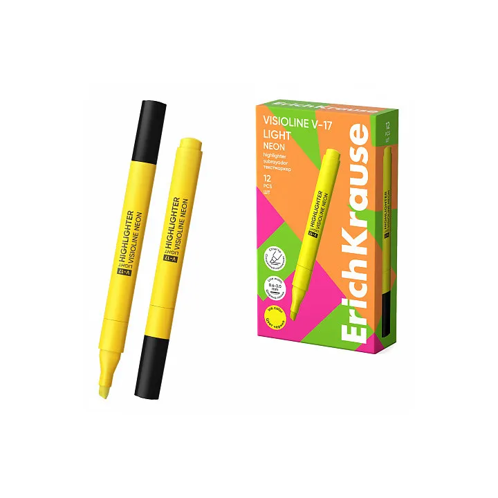 Box 12 Evidenziatore ErichKrause Visioline V-17 Light Neon Giallo