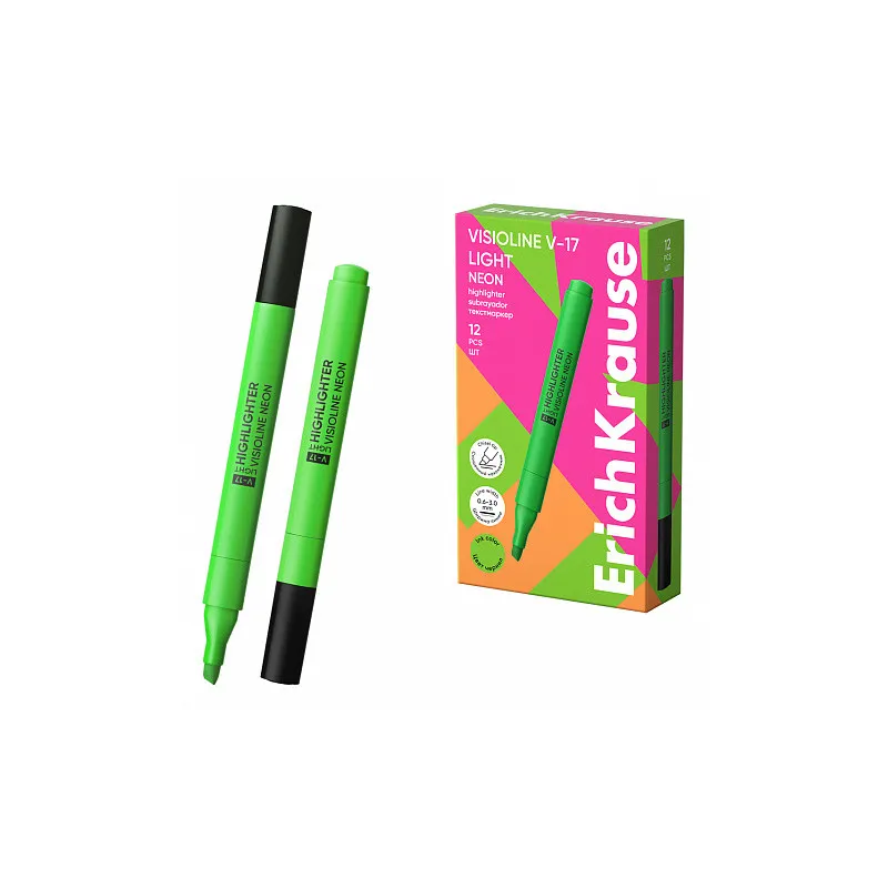 Box 12 Evidenziatore ErichKrause Visioline V-17 Light Neon Verde