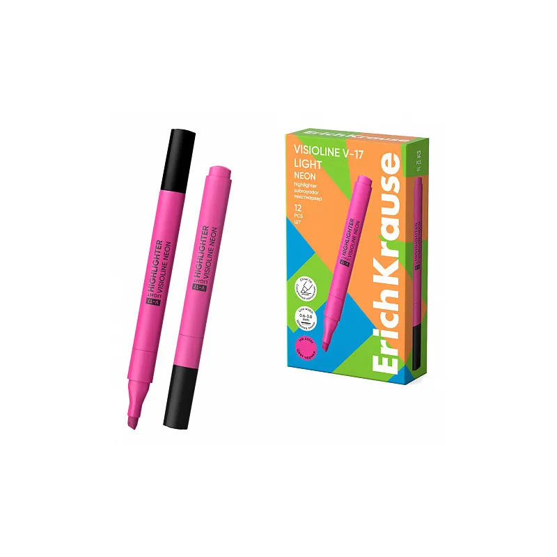 Box 12 Evidenziatore ErichKrause Visioline V-17 Light Neon Rosa