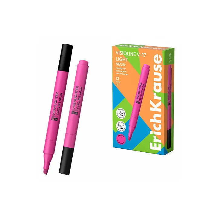 Box 12 Evidenziatore ErichKrause Visioline V-17 Light Neon Rosa