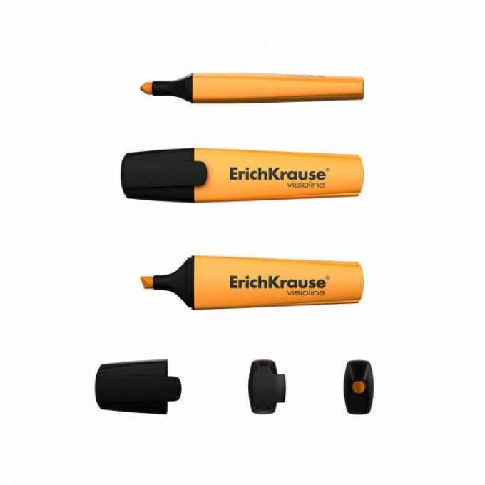 Evidenziatori ErichKrause VIsioline V-12 Conf. 4 pennarelli fluorescenti - Punta smussata - Inchiostro a base d'acqua - Colori arancio, rosa, verde e giallo