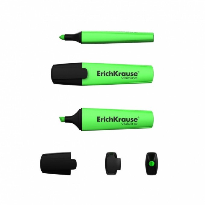 Evidenziatori ErichKrause VIsioline V-12 Conf. 4 pennarelli fluorescenti - Punta smussata - Inchiostro a base d'acqua - Colori arancio, rosa, verde e giallo