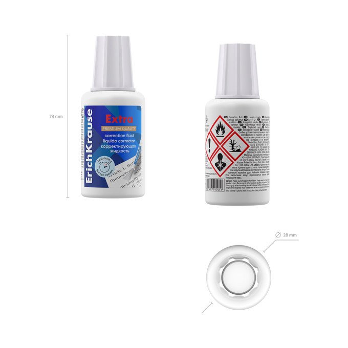 Fluido correttore ErichKrause Extra, con pennello, 20 g (confezione da 12 pz)