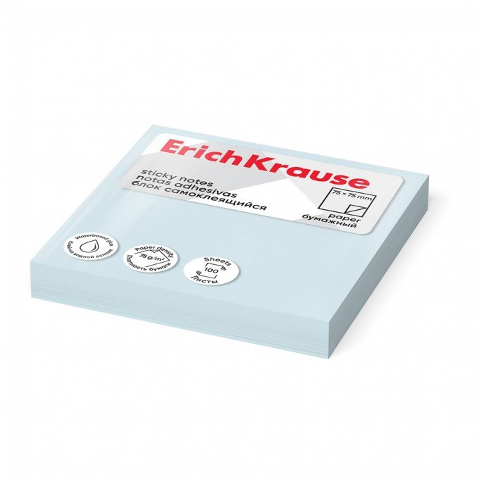 Post-it - Sticky notes ErichKrause 75х75 mm, 100 fogli, Blu