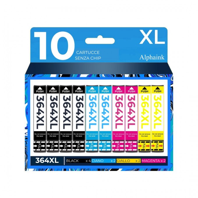 10 Cartucce HP 364XL N9J73AE Nero + Colore Senza CHIP Compatibili 10 Cartucce HP 364XL N9J73AE Nero + Colore Senza CHIP Compatibili