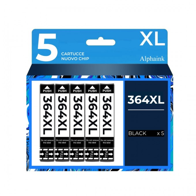 5 Cartucce HP 364XL BK CB321EE Nera CON CHIP Compatibili 5 Cartucce HP 364XL BK CB321EE Nera CON CHIP Compatibili
