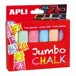 Apli Blister da 6 Gessetti Giganti Jumbo Chalk in Colori Assortiti Apli Blister da 6 Gessetti Giganti Jumbo Chalk in Colori Assortiti