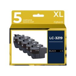 5 Cartucce Brother LC-3219BK Nera Compatibili  5 Cartucce Brother LC-3219BK Nera Compatibili