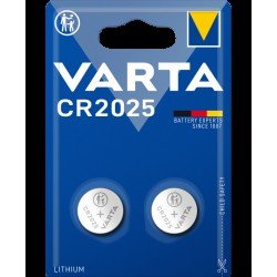 Batteria VARTA CR2025, confezione 2 pile in Litio a Bottone, Piatta, Specialistica, 3 Volts, Diametro 20mm, Altezza 1,6mm Batteria VARTA CR2025, confezione 2 pile in Litio a Bottone, Piatta, Specialistica, 3 Volts, Diametro 20mm, Altezza 1,6mm