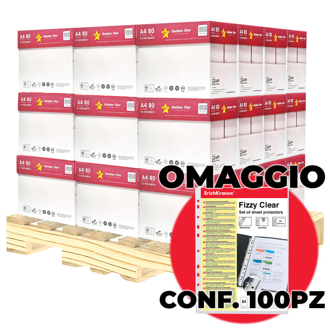Carta A4 Golden Star 80 gr 180 risme + conf. 100pz Fizzy Clear ErichKrause Carta A4 Golden Star 80 gr 180 risme + conf. 100pz Fizzy Clear ErichKrause